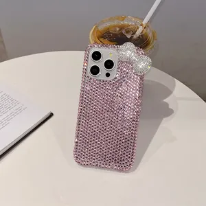 Funda de teléfono con lazo de diamantes de imitación de pantalla completa brillante de moda Coreana de lujo para <span class=keywords><strong>iPhone</strong></span> 16 15pro Max funda de teléfono - Product Image 6