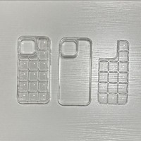 Coque de téléphone 3-en-1 en TPU+PC, transparente, design cube de glace, avec dos amovible DIY et fonction Shake Shake, protection pour iPhone 17 Pro Max 16