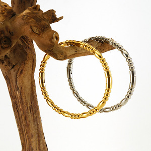 Zogxin Titanium Steel Beaded <b>Bangle</b> 18K Gold <b>Silver</b> Color Unisex Fashion Jewelry <b>Bracelet</b> - Product Image 2