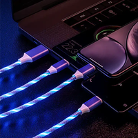 Câbles de chargeur Micro USB Type C 3-en-1 à charge rapide LED 2.4A pour Android et iPhone pour ordinateur et imprimante