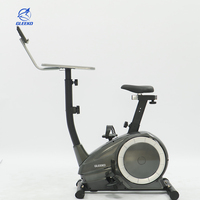 Vélo d'exercice magnétique pliable pour la maison, table pour ordinateur portable réglable en hauteur, cadre en acier, résistance réglable, 8 niveaux de tension, écran LCD