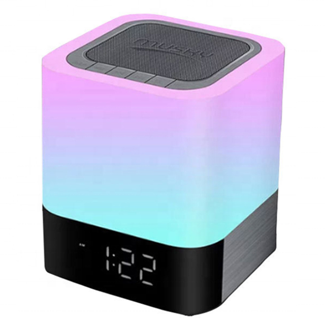Hot Product Mini Alarm Clocks Portable Wireless Speaker With 7 Color Changing Light Led