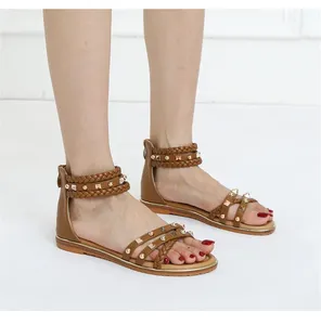 <span class=keywords><strong>Sandalias</strong></span> de Diseñador Marca Jarian para Mujer, Zapatos Planos <span class=keywords><strong>Gladiador</strong></span> de Alta Calidad, Calzado Elegante Casual de Verano con Remaches para Chicas - Product Image 2