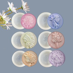 Flower Girl Silicone <b>Mold</b> Circular Relievo DIY Soap <b>Candle</b> Mooncake Baking <b>Mold</b> Home Decoration Craft Tool - Product Image 2