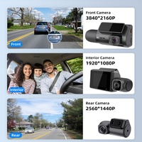 Caméra de tableau de bord 2 pouces 4K + 2K + 1K 4k 3 canaux caméra de tableau de bord 3 voies avant et arrière intérieur WIFI GPS vision nocturne Moniteur de stationnement pour voiture