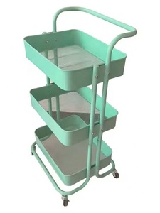 Three Tier Metal Salon Trolley Rolling <b>Storage</b> <b>Cart</b> with Handle and Wheels for Barber Shop Beauty Studio - Product Image 2