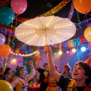 กระดาษน้ำมันโบราณไฟ LED ร่มภาพวาดด้วยมือสไตล์จีนสำหรับงานแต่งงานของตกแต่งงานปาร์ตี้สำหรับเด็ก - Product Image 1