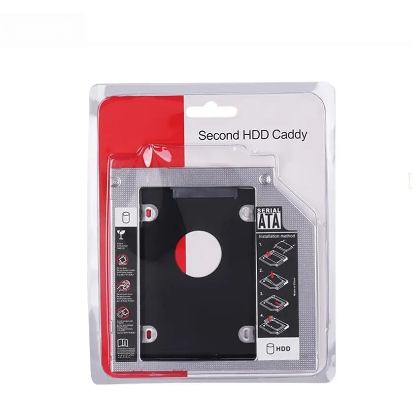 Evrensel SATA için SATA 2nd HDD Caddy 9.5mm 12.7mm Için 2.5 "SSD Durumda Sabit disk sürücüsü Muhafaza dizüstü TEK Optibay Optik Bay