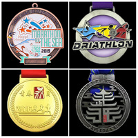Nuevas Medallas de metal chapadas en oro personalizadas con cordones Trofeos Placas Premios deportivos Insignias de fútbol Pines (Tipografía impresa)