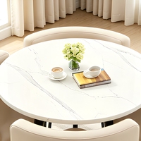 Table à manger ronde en marbre de style nordique moderne + 2 chaises, ensemble pour la cuisine et l'hôtellerie