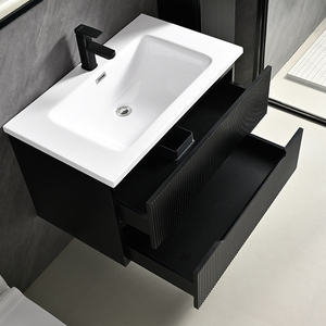 Meuble-lavabo mural moderne avec miroir LED, vasque en céramique, structure en <span class=keywords><strong>bois</strong></span>, résistant à l'eau, garantie 3 ans pour <span class=keywords><strong>salle</strong></span> de <span class=keywords><strong>bain</strong></span> - Product Image 4