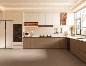 Armadietto da <span class=keywords><strong>cucina</strong></span> moderno di lusso Set di mobili con PET opaco/lucido assemblato piano di lavoro in marmo per mangiare per cucine moderne - Product Image 1