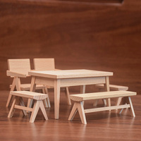 Accessoires pour maison de poupée, mini meubles en bois, table, banc, tabouret, modèle de table et chaise européens faits à la main, petite chaise décorative