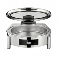 Chauffe-Plat Électrique Multifonctionnel Commercial en Acier Inoxydable 304, Ensemble de Plats de Présentation 6L Haute Efficacité