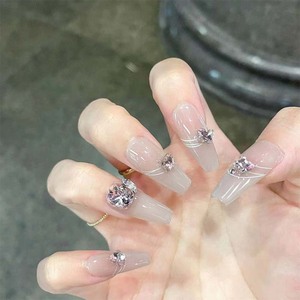 고급스러운 반짝이는 웨어러블 네일 스티커 블랙 슈가 앰버 캣츠 아이 블러쉬 아머 샴페인 골드 다이아몬드 네일 아트 - Product Image 2