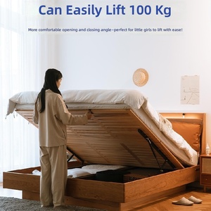 Lit plateforme de rangement Good Dream 2m en bois de cerisier massif, moderne et confortable, pour appartements petits, chambres parentales et studios - Product Image 5