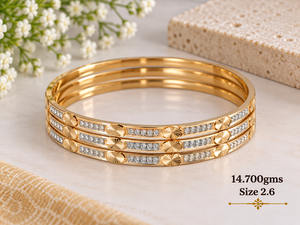 กำไลทองคำ 24K น้ำหนัก 14.70 กรัม กำไลทองทำมือ ดีไซน์สวยงามสำหรับผู้หญิง งานแต่งงาน งานพิธีแบบดั้งเดิม เครื่องประดับอินเดีย - Product Image 2