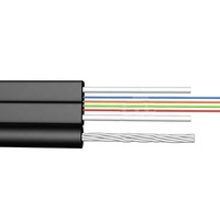 Harga Terbaik Kabel Fiber Optik FTTH 4 Core GJXH GJXFH dengan 2 Kawat Baja FRP Penguat dan Selubung Hitam