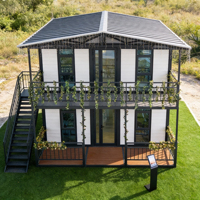 Casa Contenedor Plegable y Expandible de Lujo de 2 Pisos, Villa Modular Prefabricada de 40 pies, Casa Móvil Apilable de Dos Pisos con Terraza