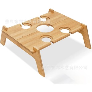 Table de pique-nique pliable en bambou, carrée, portable, en bois, pour le camping, la plage, le barbecue, en bois massif, pliable - Product Image 2