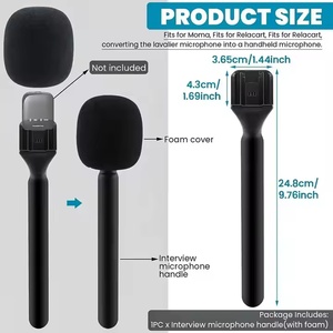 3-in-1 Wireless <b>Condenser</b> <b>Microphone</b> Kit 2 Mic Holders Handheld Stick Lapel Phone Camera for Studio Vlog Video Recording - Product Image 6