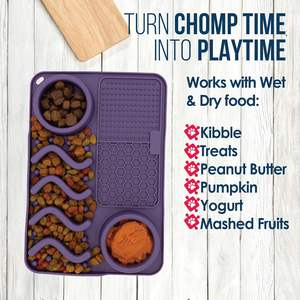 <span class=keywords><strong>Palz</strong></span> & Co 2-en-1 Pédale <span class=keywords><strong>Puzzle</strong></span> Tapis à Lécher Lente Passe au Lave-Vaisselle Violet Silicone Chien/Chat Sec Humide Bol de Nourriture Moyen 12 \ "x 8 \" - Product Image 6
