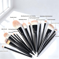 Ensemble de 15 pinceaux de maquillage professionnels en fibres ultra-fines de qualité supérieure, logo personnalisé, noir, 15 pièces