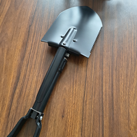 Outil d'extérieur multifonctionnel, pelle de survie tactique pliable durable, lame à pointe ronde, manche de 60 cm, revêtement en poudre noire