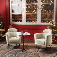 Fauteuil d'appoint moderne en tissu blanc avec pieds en bois d'hévéa, fauteuil de détente rembourré pour salon, chambre à coucher, hôtel