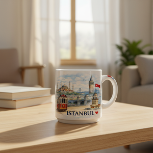 Tazza in Porcellana Dolomite Personalizzata con Design della Moschea Suleimaniana di <span class=keywords><strong>Istanbul</strong></span>, Souvenir da Viaggio, Lavabile in Lavastoviglie e Microonde, con Manico - Product Image 4