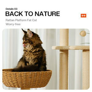 Rumah pohon kucing Sisal desain baru rumah kucing rotan lantai ke langit-langit rumah kayu Solid alam untuk kucing besar - Product Image 4