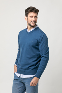 สเวตเตอร์แขนยาวคอวีทรงตรงผ้าโพลีเอสเตอร์ผ้าฝ้ายอะคริลิค - Product Image 3