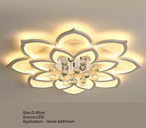 Bắc Âu Home Master Phòng Ngủ Acrylic + Pha Lê + Kim Loại Đèn Trần Nghiên Cứu Cánh Hoa Pha Lê Đèn LED Đèn Trần Hoa Ánh Sáng - Product Image 4