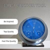 Thermomètre anéroïde 3-en-1, hygromètre, baromètre, 228 mm, acier inoxydable, cadran bleu, pointeur personnalisable, OEM, usage industriel, 3 ans