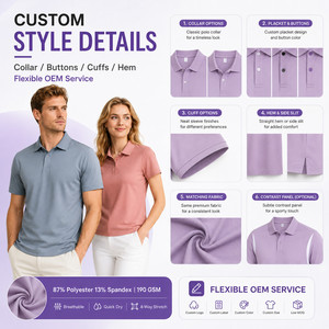 Polo personnalisé avec logo, 87% polyester, 13% élasthanne, séchage rapide, 190 GSM, extensible dans les 4 sens, unisexe, pour le golf, uniforme de travail, vente en gros - Product Image 4
