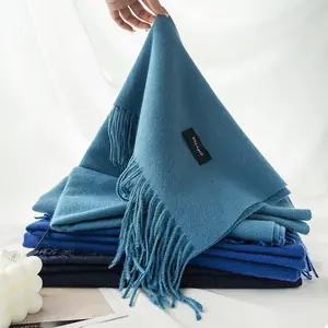 थोक निर्माता कश्मीरी सर्दियों दुपट्टा गर्म नरम पश्मीना गर्दन स्कार्फ 100% मेरिनो ऊन शाल कंबल देवियों लटकन महिलाओं