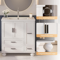 Ensemble de meuble-lavabo de salle de bain intelligent sur pied, personnalisable et moderne, avec miroir, coiffeuse et lavabo - Conception étanche