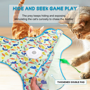 맞춤형 애완 동물 용품 대화 형 고양이 장난감 자동 숨바꼭질 깃털 매트 실내 고양이를위한 USB 충전식 고양이 놀이 패드 - Product Image 2