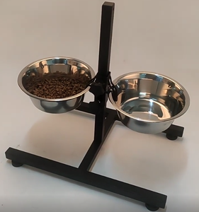 Mangkuk hewan peliharaan yang dapat dilepas dengan bingkai besi yang dapat disesuaikan mangkuk anjing yang ditinggikan ganda - Product Image 1