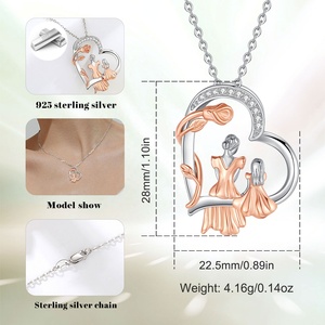 Joyería fina Collar con colgante en forma de corazón de <span class=keywords><strong>madre</strong></span> <span class=keywords><strong>e</strong></span> <span class=keywords><strong>hija</strong></span> de Plata de Ley 925 para el feliz Día de la <span class=keywords><strong>madre</strong></span> - Product Image 2