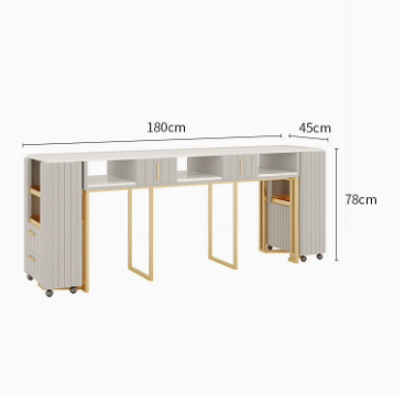 โต๊ะทำเล็บ 180*45*78 ไม่มีเครื่องดูดฝุ่น
