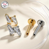 Freya ASTM-F136 Titane Filetage Interne Zircon Plat pour Piercing Hélix Cartilage Lèvre Bijoux Corporels Or Argent Vente en Gros