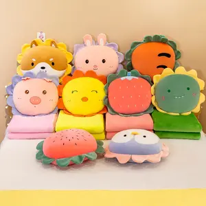 Vendita calda serie di verdure aria condizionata coperta peluche animali di peluche coperte per bambini animali Kawaii