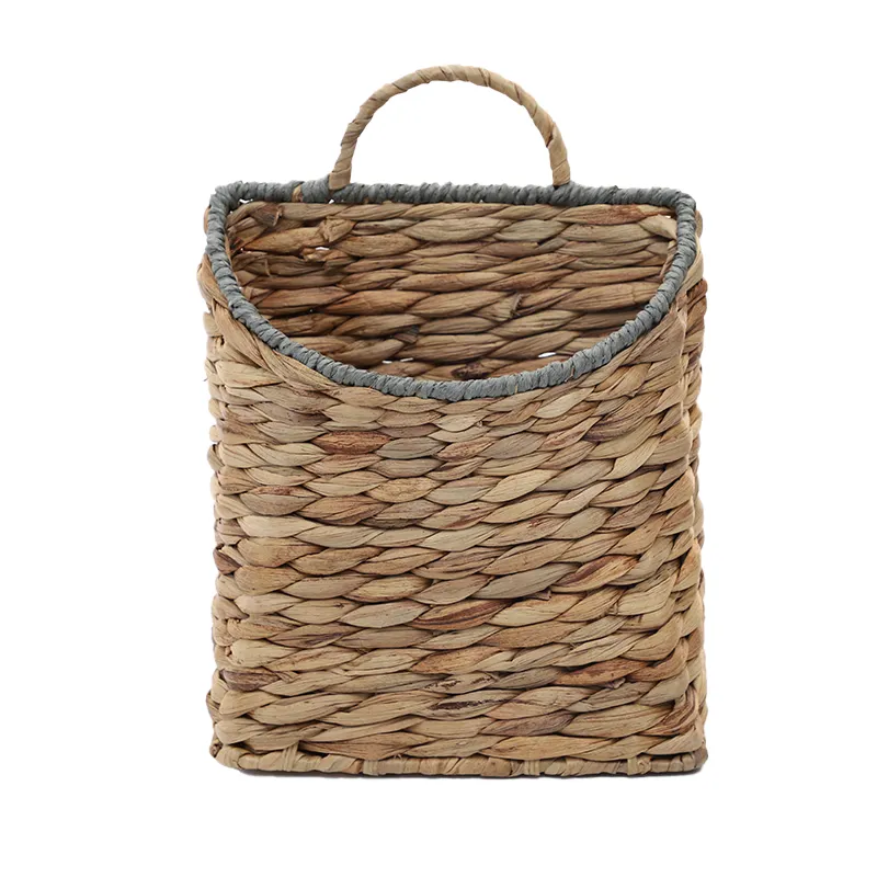 Natural Material Home Storage Decoration Kitchen Fruit Garden Basket Handmade Seagrass Hanging Wicker Wall Basket