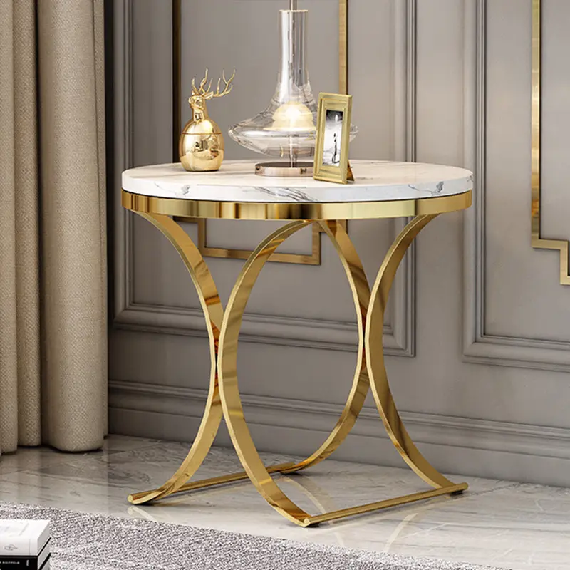 Modern Metal Furniture Marble top Table for Hotel Center Table Round decor Gold Color Table Living Room Modern Furniture