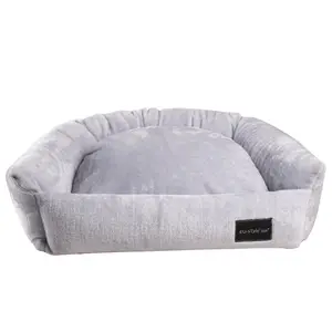 OEM Custom Luxury Cute Soft U-Shaped Gray Easy Clean Pet Bed All Season Useful Detachable Dog Nest Bed Sofa