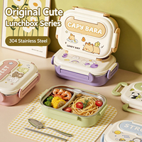 Boîte à lunch isotherme anti-fuite pour enfants avec support pour téléphone, couverts intégrés, micro-ondable, en acier inoxydable 304, boîte bento