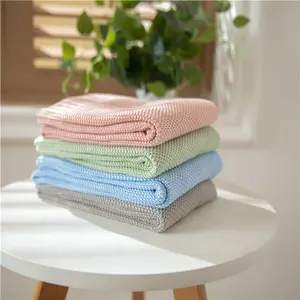 AKT OEKO-TEX Kids Throw Blanket 100% Bamboo Fiber Summer Zipper Bag Wearable Baby Blanket Solid Knitted Comfortable Blanket