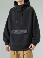 Sweat à capuche épais et oversize en molleton pour homme, avec patchwork brodé personnalisé, vente en gros, coupe carrée