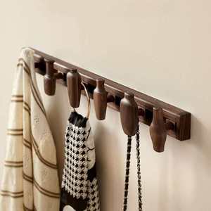 Perchero de Pared de Madera de Nogal Negro con Forma de Florero, Soporte Multifuncional de Madera Maciza para Abrigos y Sombreros para Entrada - Product Image 3